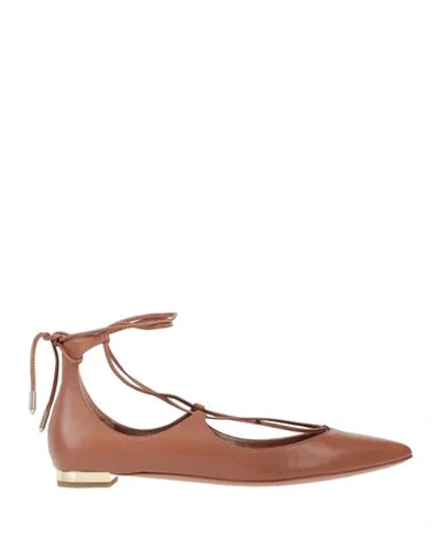 Aquazzura Ballet Flats In Brown