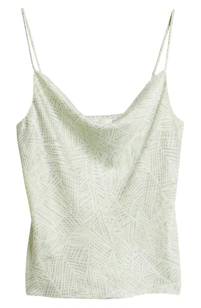Wayf X Bff Courtney Cowl Neck Camisole Top In Mint Hatching Print