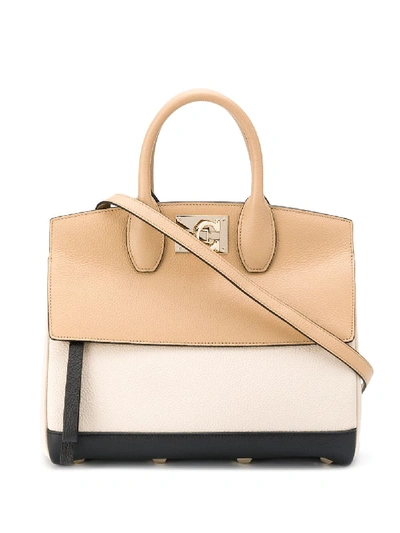 Ferragamo The Studio Leather Handbag In White