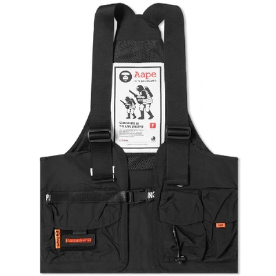 Aape By A Bathing Ape Aape Technical Waistcoat In Black