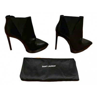 Pre-owned Saint Laurent Black Leather Ankle Boots