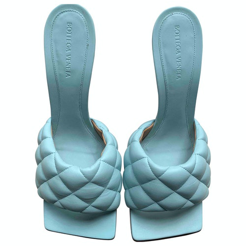 Pre-Owned Bottega Veneta Padded Blue Leather Sandals | ModeSens