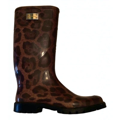 Pre-owned Dolce & Gabbana Brown Rubber Boots