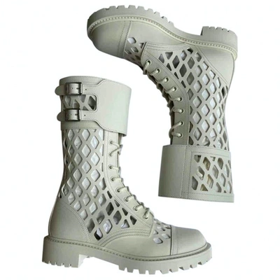 Pre-owned Dior Camp White Leather Boots