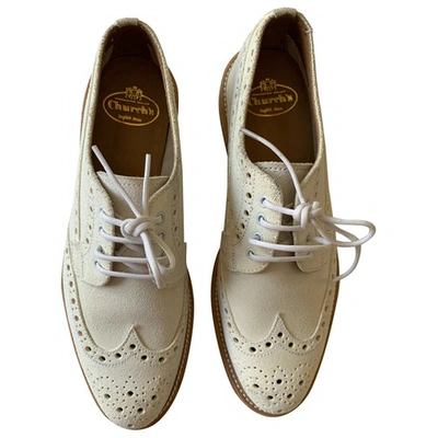 Pre-owned Church's White Leather Lace Ups