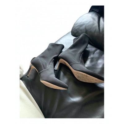 Pre-owned Stuart Weitzman Black Cloth Ankle Boots