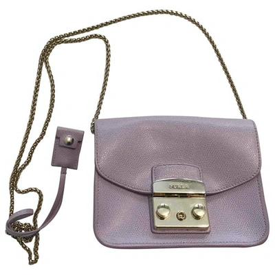 Pre-owned Furla Metropolis Purple Leather Clutch Bag