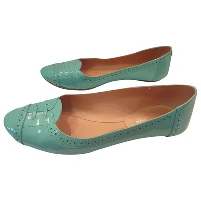 Pre-owned Robert Clergerie Green Patent Leather Ballet Flats