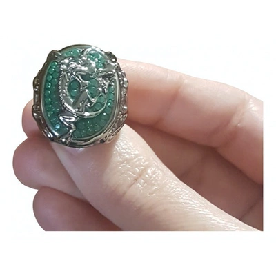 Pre-owned Swarovski Green Metal Ring
