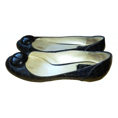 Pre-owned Dior Black Leather Ballet Flats