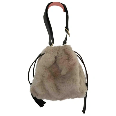 Pre-owned Furla Beige Faux Fur Handbag