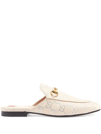 Gucci Women's Women's Gg Lamé Princetown Slippers In White