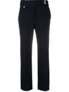 Veronica Beard Renzo Embossed Button Detail Trousers In Blue