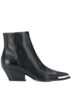 SERGIO ROSSI POINTED CONTRAST-CAP BOOTS