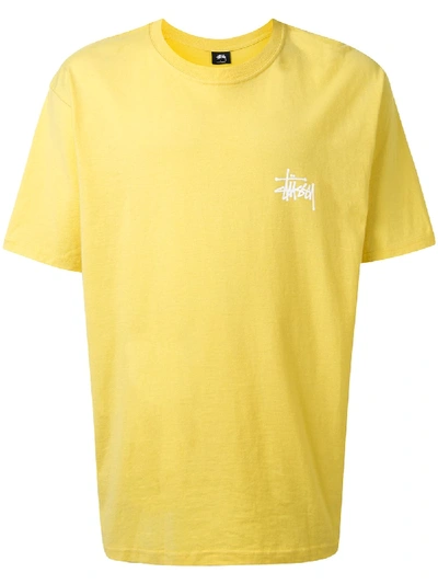 Stussy Basic Logo Print T-shirt In Yellow