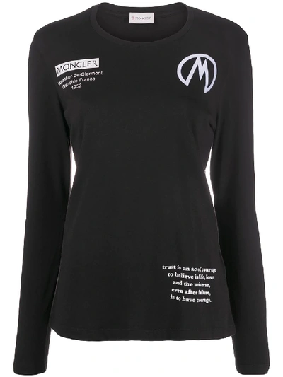 Moncler Logo印花长袖上衣 In Black