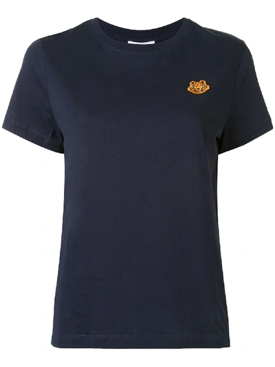Kenzo Tiger Motif Cotton T-shirt In Blue