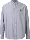 Kenzo Tiger Embroidered Oxford Shirt In Grey