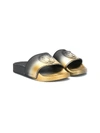 Young Versace Ombré Medusa Plaque Sandals In Black