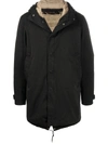 Ten C Hooded Padded Coat In Black