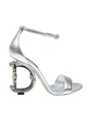 Dolce & Gabbana Nappa Mordore Sandals With Baroque Dg Heel In Silver
