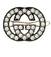 Gucci Crystal Interlocking G Hair Clip In Black