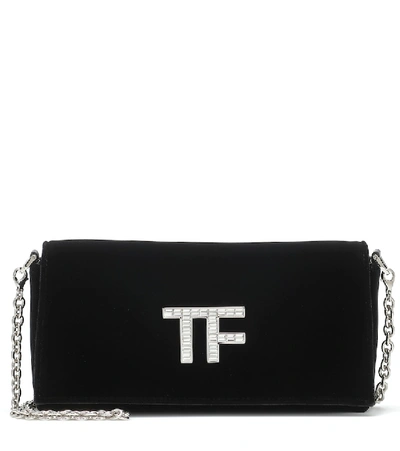 Tom Ford Velvet Shoulder Bag In Black