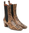PARIS TEXAS SNAKE-EFFECT LEATHER ANKLE BOOTS,P00490958