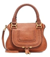 Chloé Marcie Small Double Carry Satchel Bag In Grained Leather In Brown