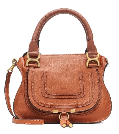 Chloé Marcie Small Leather Tote In Brown