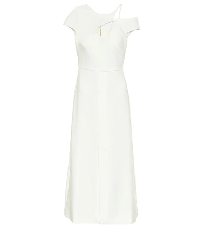 Roland Mouret Thean绉纱中长连衣裙 In White