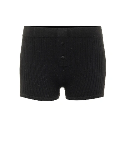 Live The Process Ribbed-knit Boy Shorts In Black