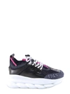 Versace Chain Reaction Sneakers In Blue Synthetic Fibers