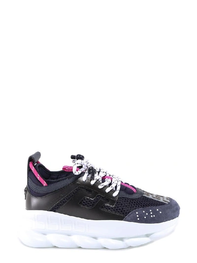 Versace Chain Reaction Sneakers In Blue Synthetic Fibers