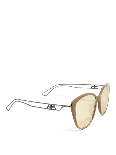 Balenciaga Maxi Cat-eye Sunglasses In Nude And Neutrals