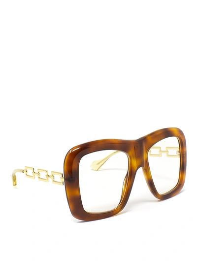Gucci Havana Oversize Glasses In Light Brown