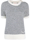 TORY BURCH BOUCLÉ STRIPE KNITTED T-SHIRT