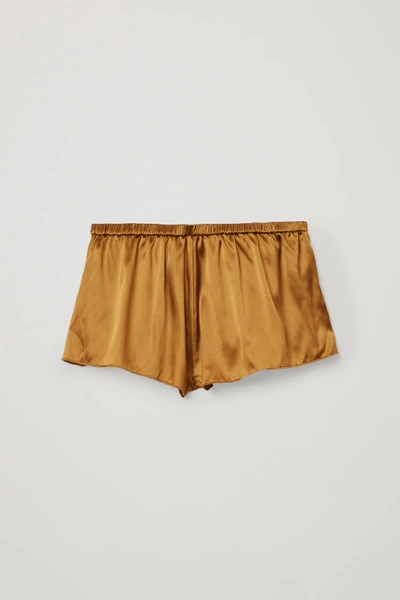 Cos Loose Mulberry Silk Knickers In Yellow