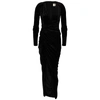 ALEXANDRE VAUTHIER BLACK GLITTERED STRETCH-VELVET MAXI DRESS,3875861