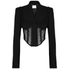 DION LEE COMPACT BLACK CORSETED WOOL-BLEND BLAZER,3881587