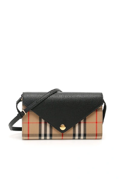 Burberry Hannah Vintage Check Wallet-on-strap In Neutrals
