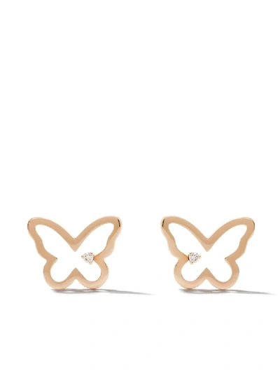 As29 14kt Rose Gold Diamond Butterfly Stud Earrings