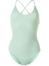 Duskii Margot Ribbed Swimsuit In Green