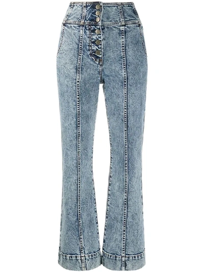 Ulla Johnson Ellis Flared Cropped Jeans In Blue