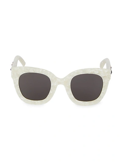 Gucci Core 49mm Squared Cat Eye Sunglasses In White