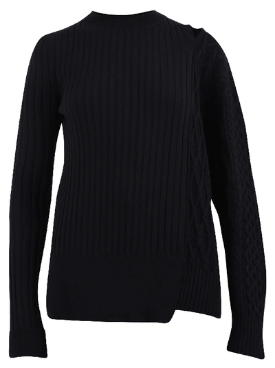 Sacai Asymmetric Sweater In Black