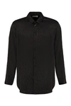 Saint Laurent Leopard Jacquard Silk Shirt In Black