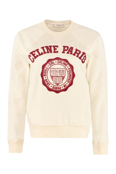 Celine Printed Crew-neck Sweatshirt In Beige