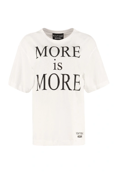 Boutique Moschino More Is More-print Cotton T-shirt In White