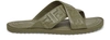 Fendi Embossed Ff Motif Flat Sandals In Green